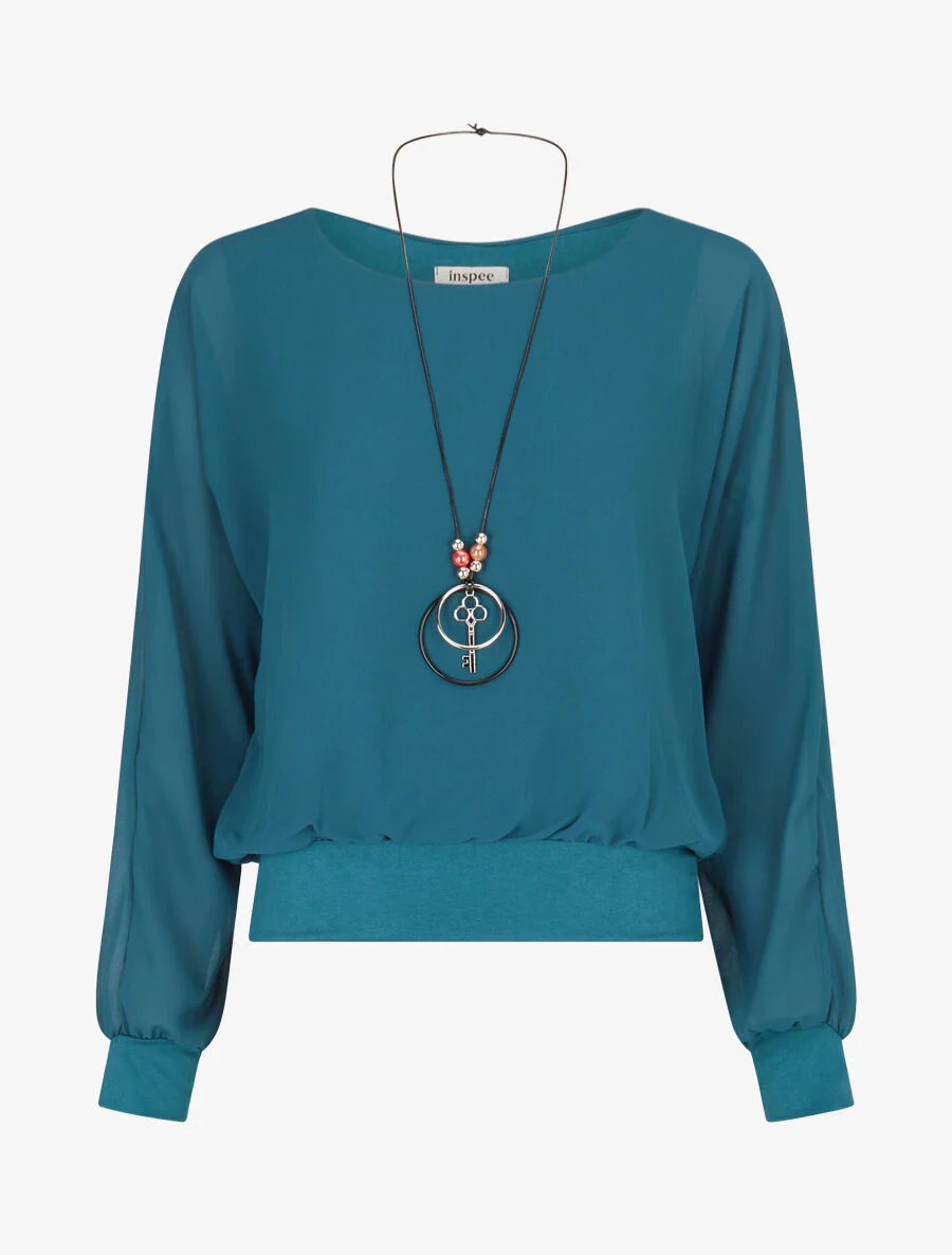 Effen voile topje - Blauwgroen