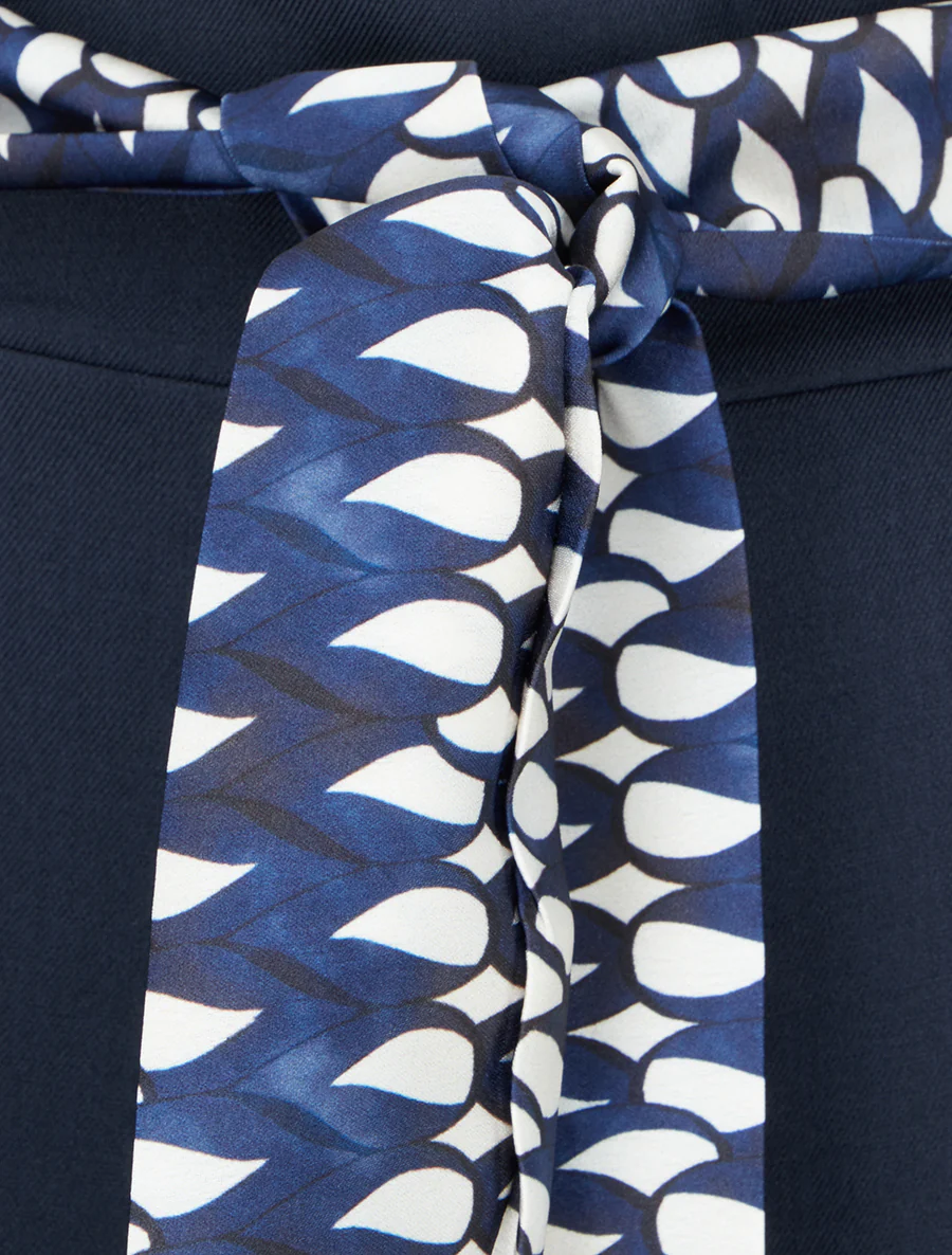 Effen wijde broek met ceintuur - Marine - Image 3