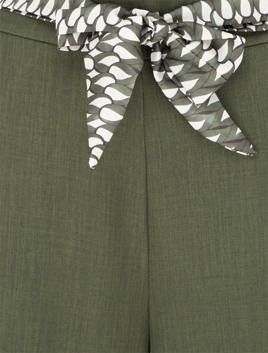 Effen wijde broek met ceintuur - Kaki - Image 3