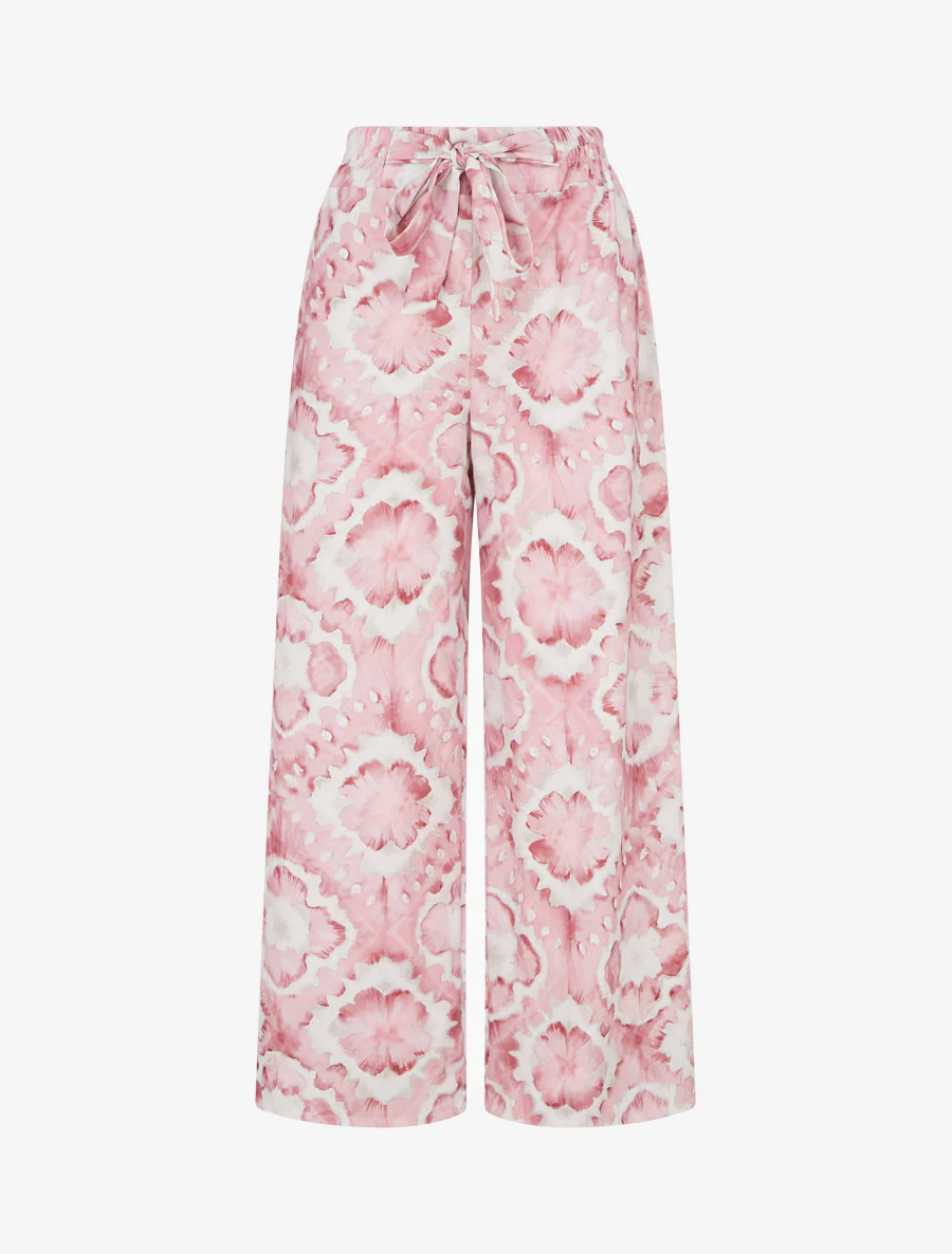 Elastische broek met abstracte print - Roos