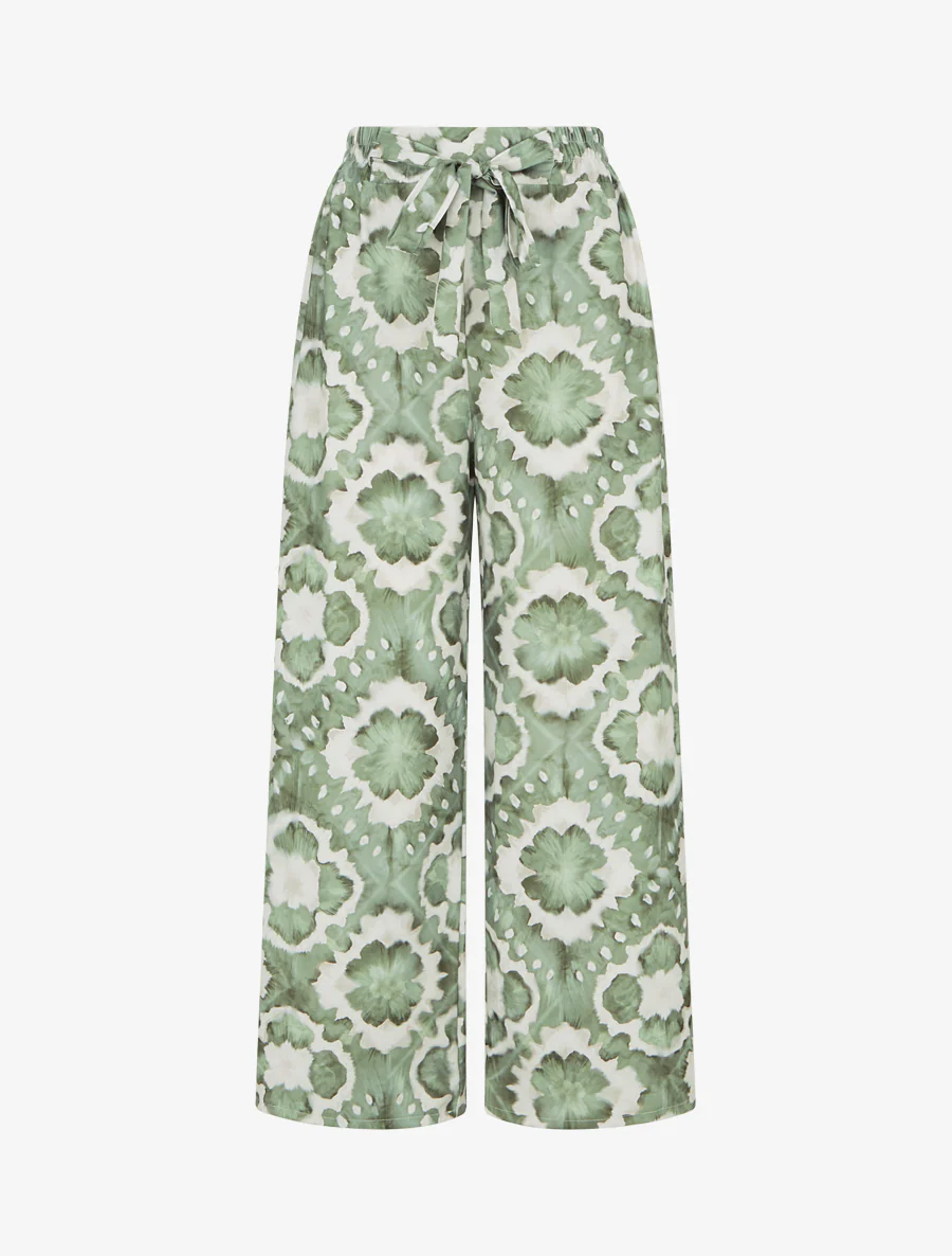 Elastische broek met abstracte print - Kaki