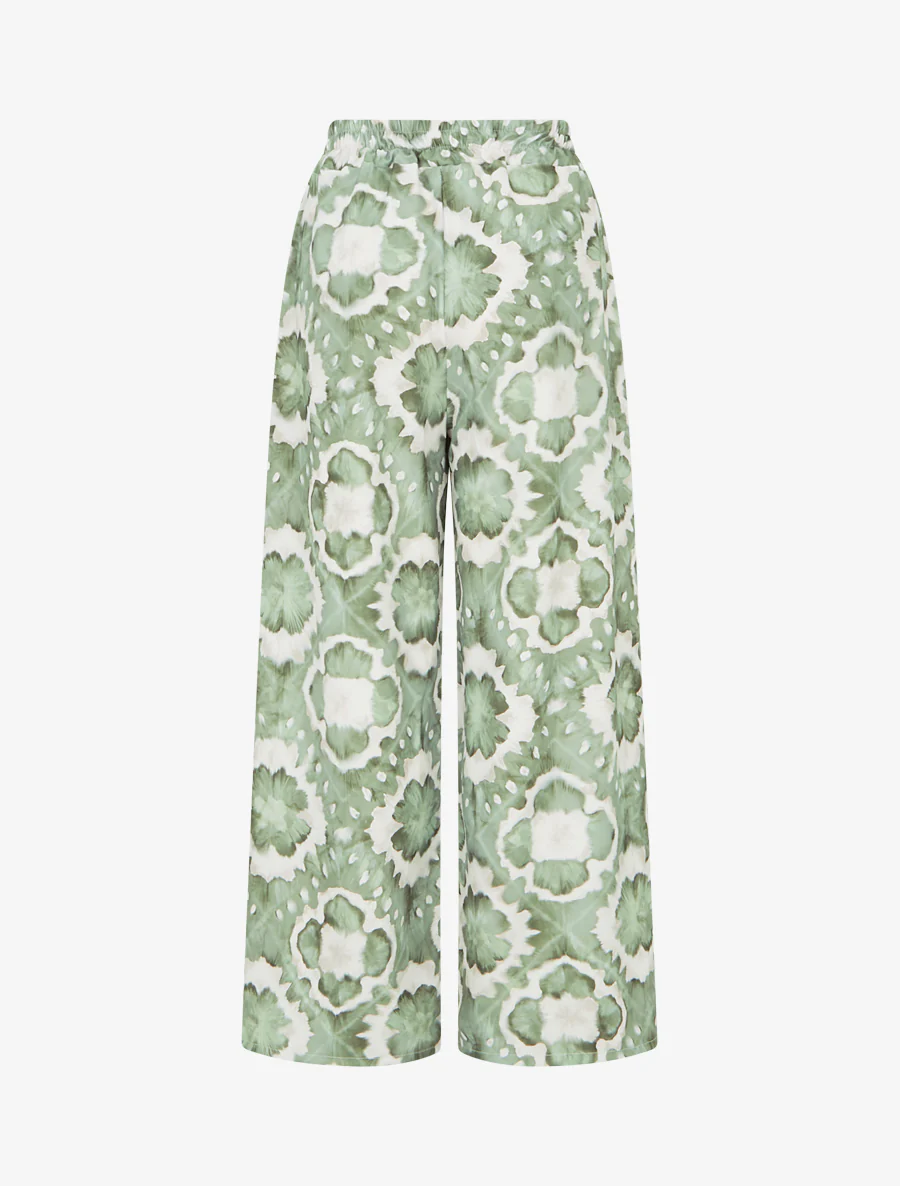 Elastische broek met abstracte print - Kaki - Image 2