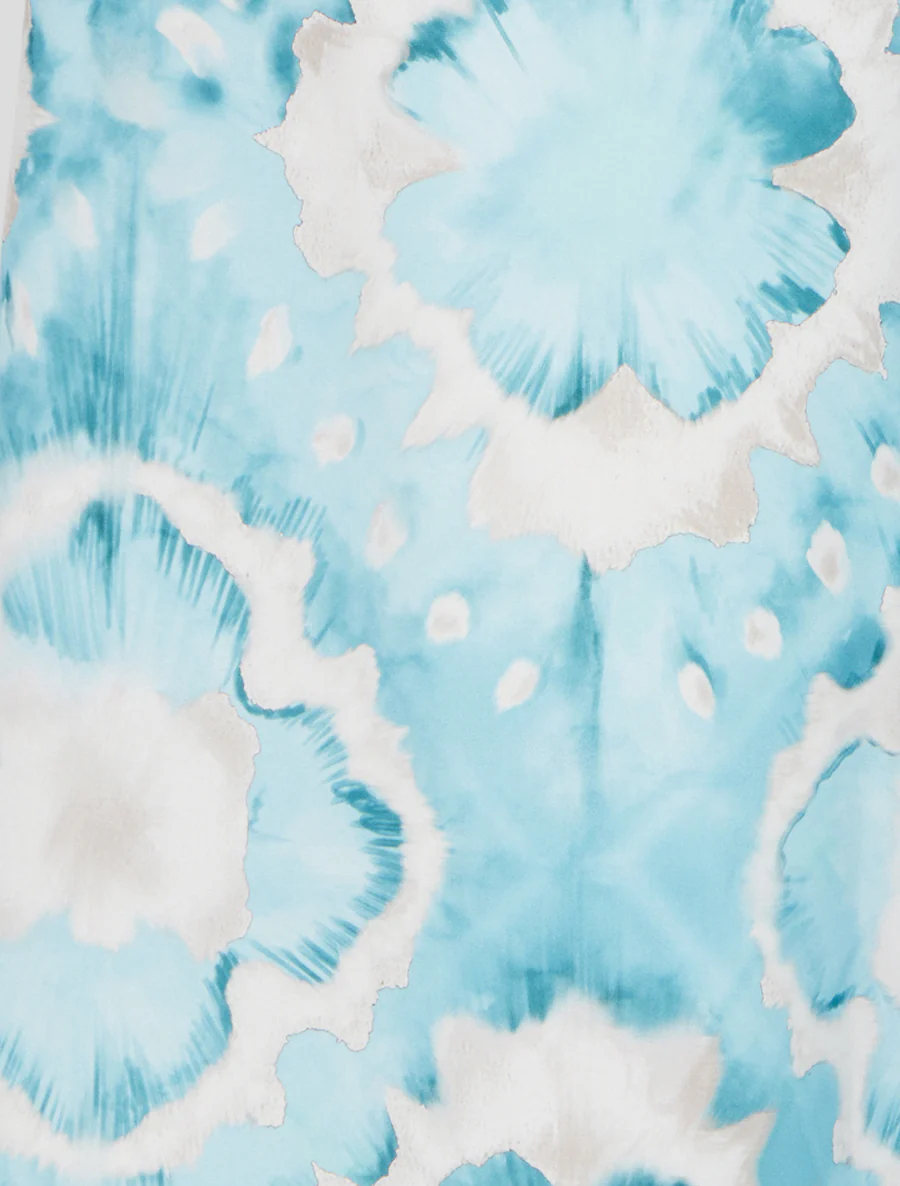 Elastische broek met abstracte print - Turkoois - Image 3