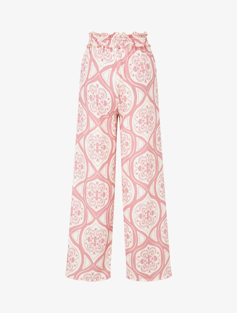 Elastische broek met grafische print - Roze - Image 2