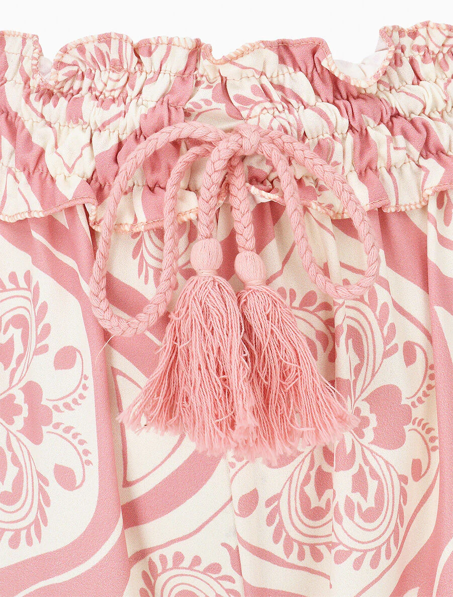 Elastische broek met grafische print - Roze - Image 3