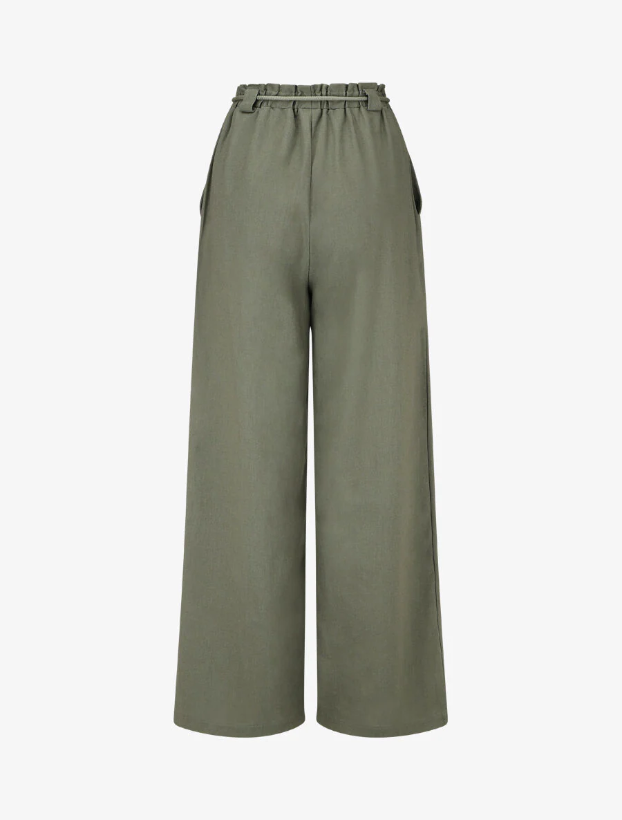 Elastische broek met linnen-effect - Kakigroen - Image 2