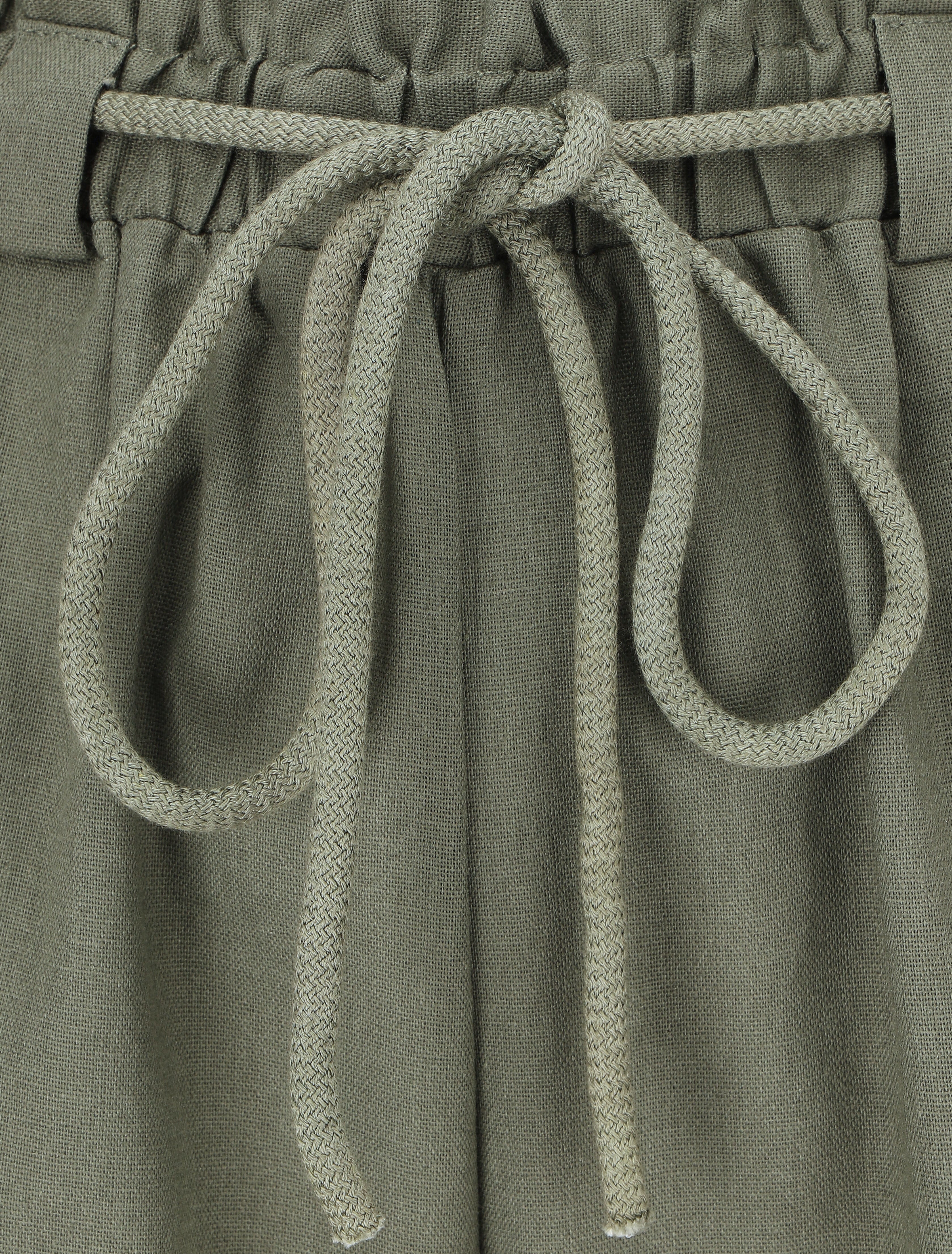 Elastische broek met linnen-effect - Kakigroen - Image 3