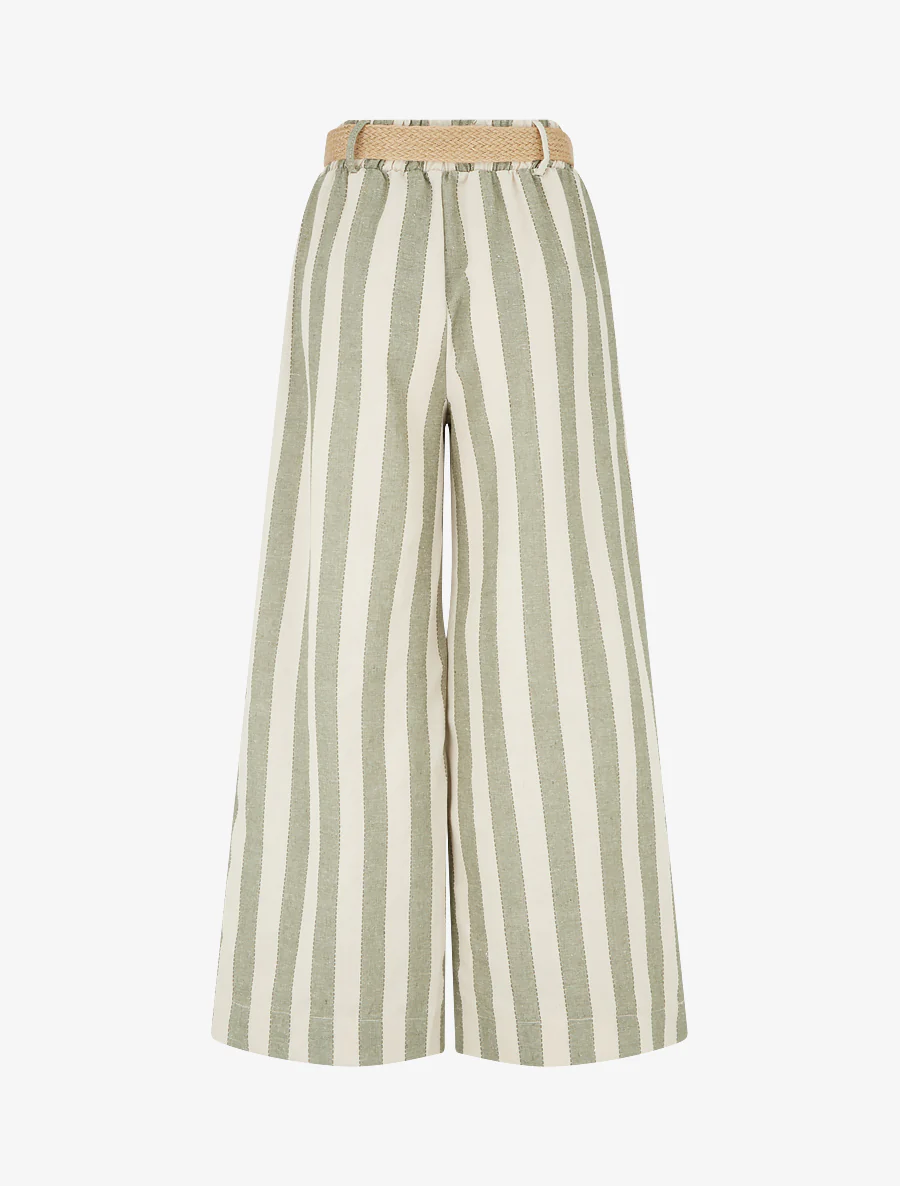 Elastische broek met streepprint - Kaki - Image 2