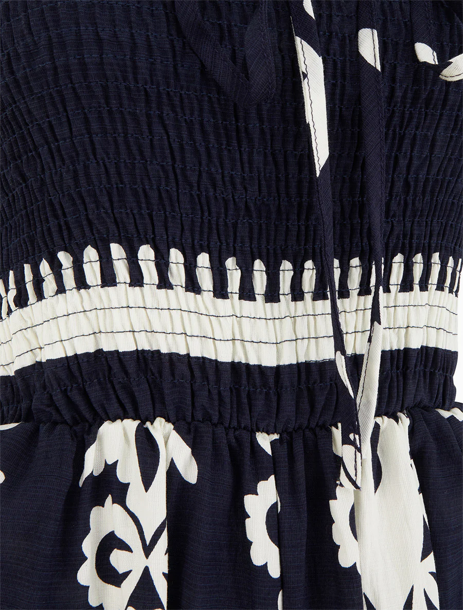 Elastische bustier jumpsuit met grafische print - Marine - Image 3
