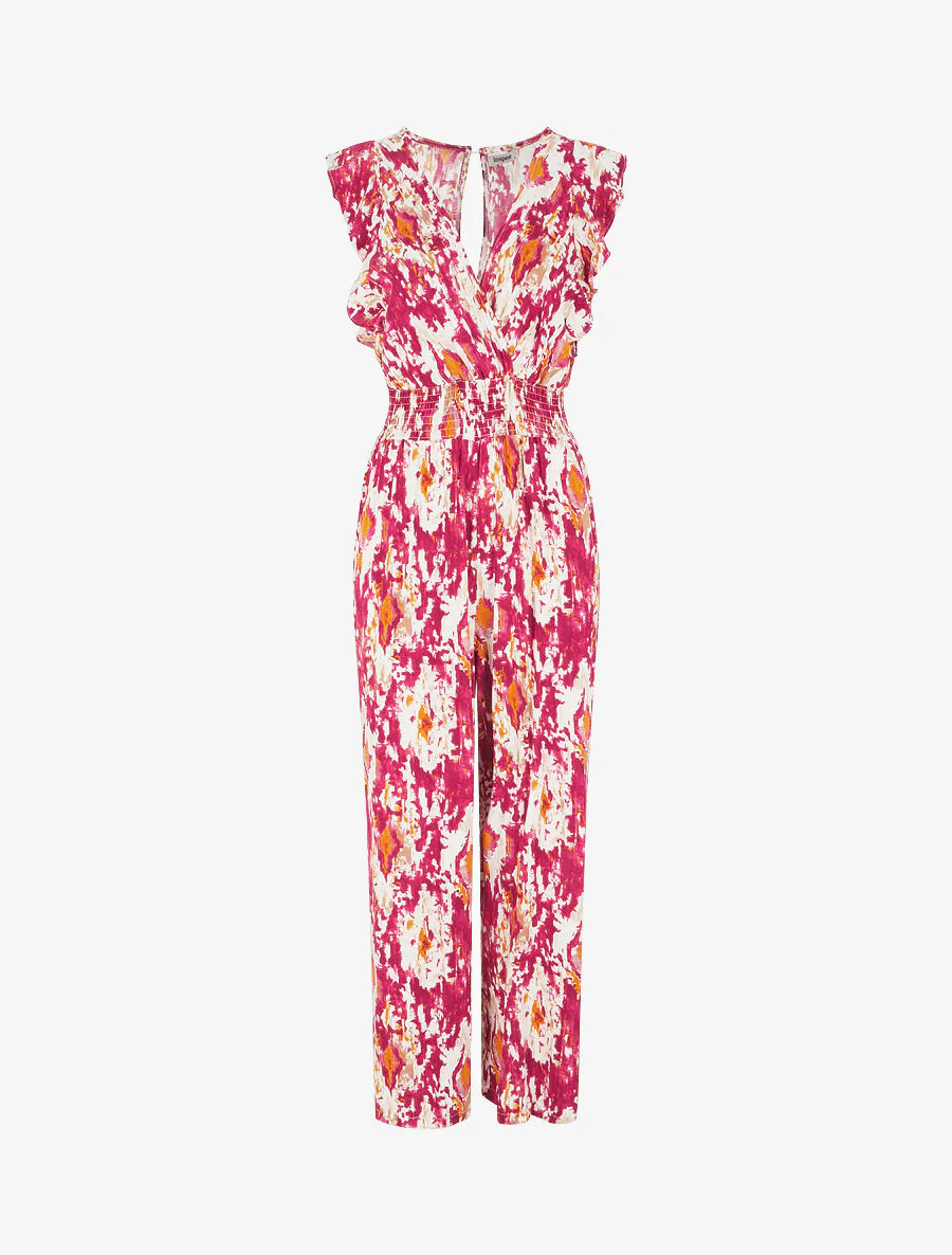 Elastische combinatie met gestileerde print - Fuchsia