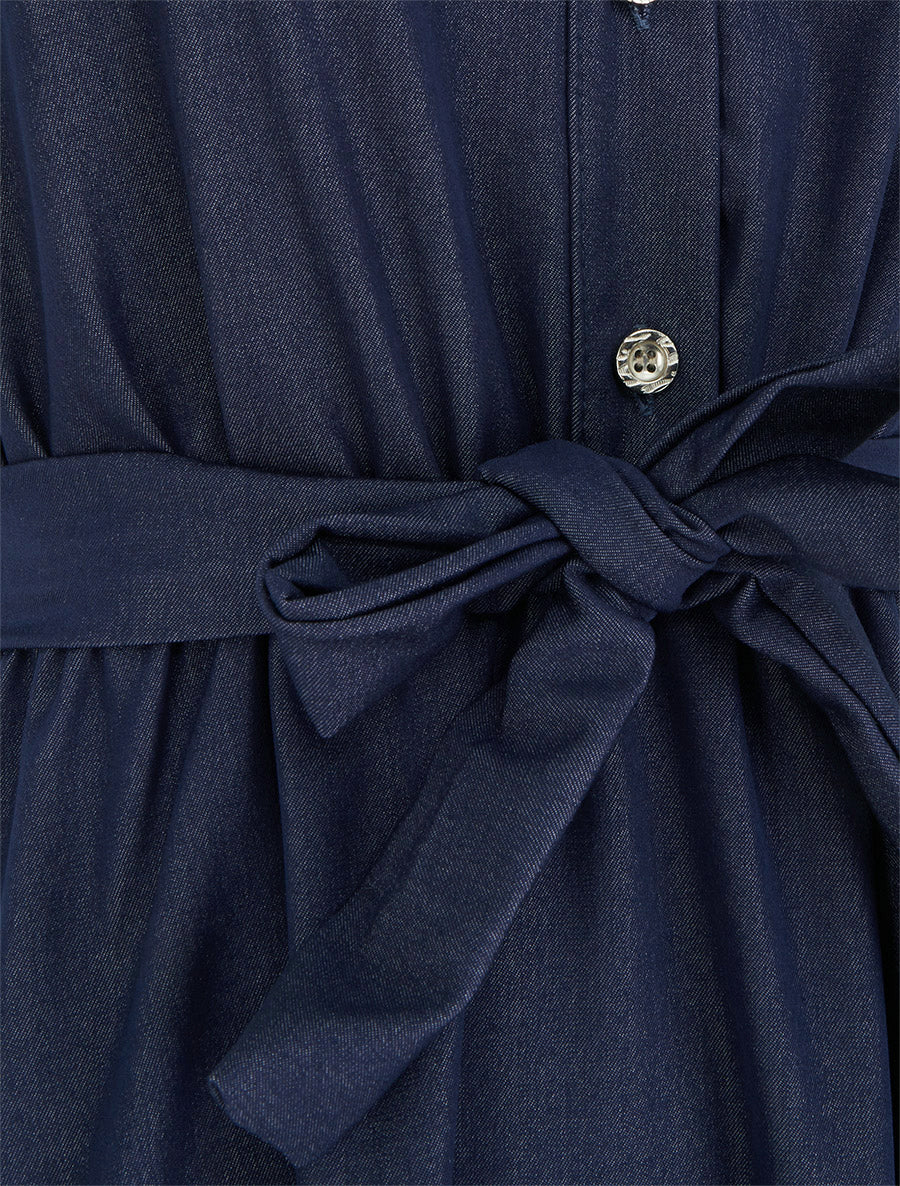 Elastische effen jurk met knoopsluiting op het borststuk. - Ongerept blauw - Image 3