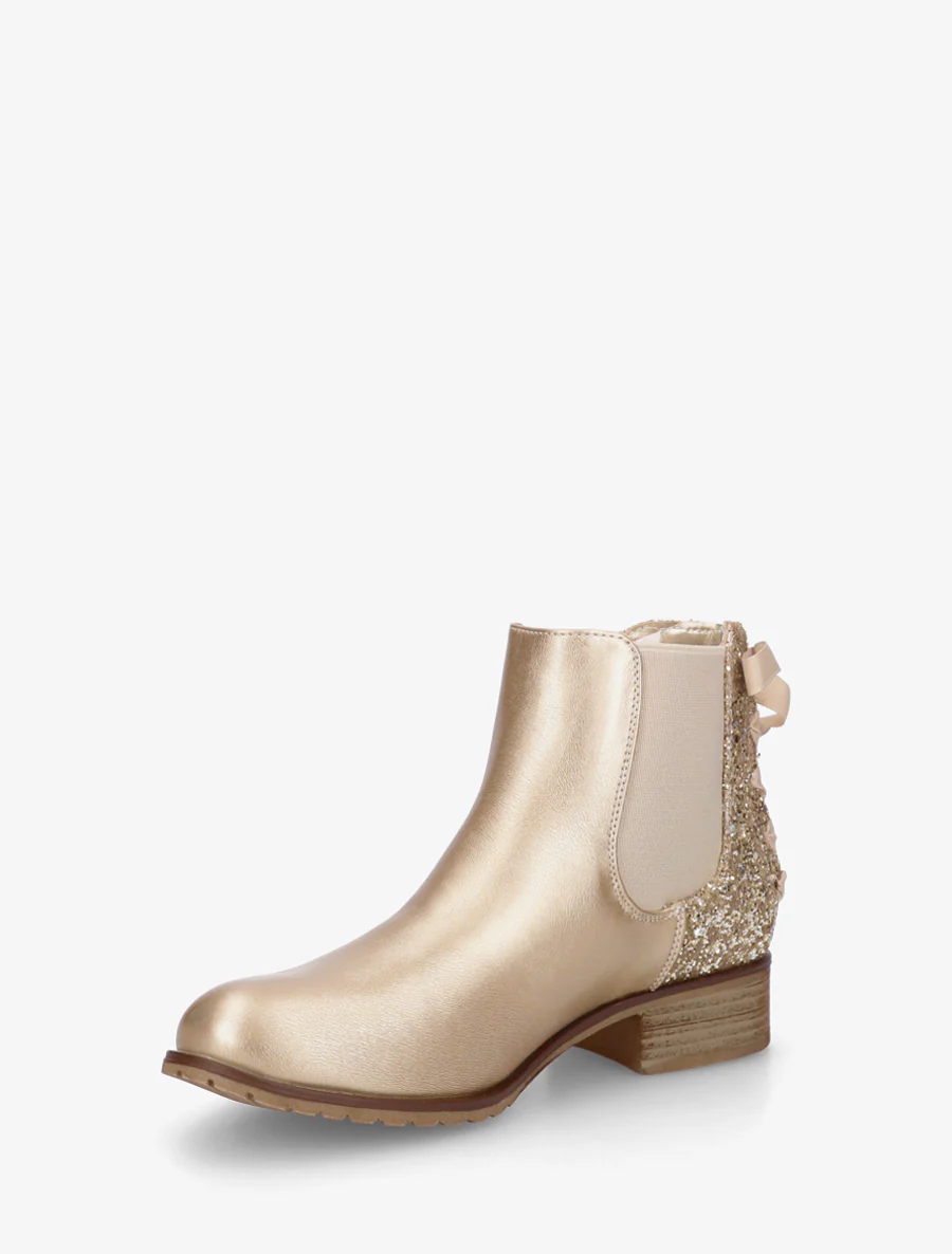 Elastische enkellaarsjes met lint in veterstijl - Goud - Image 3