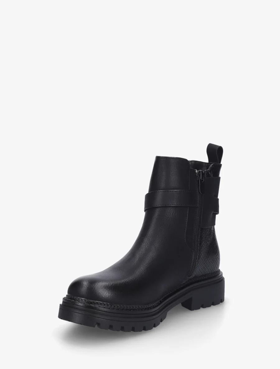Elastische enkellaarsjes met riem - Zwart - Image 3