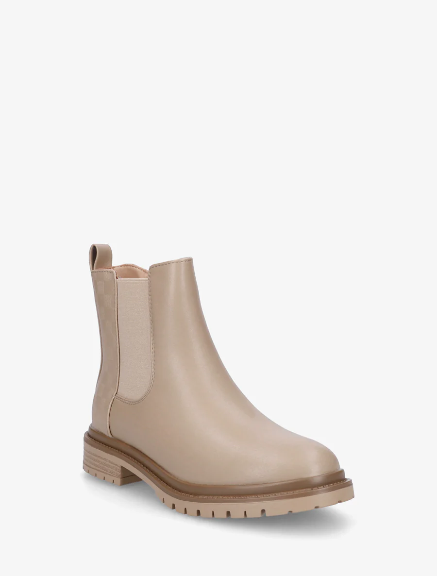 Elastische enkellaarsjes met ruitjesmotief - Donker beige - Image 2