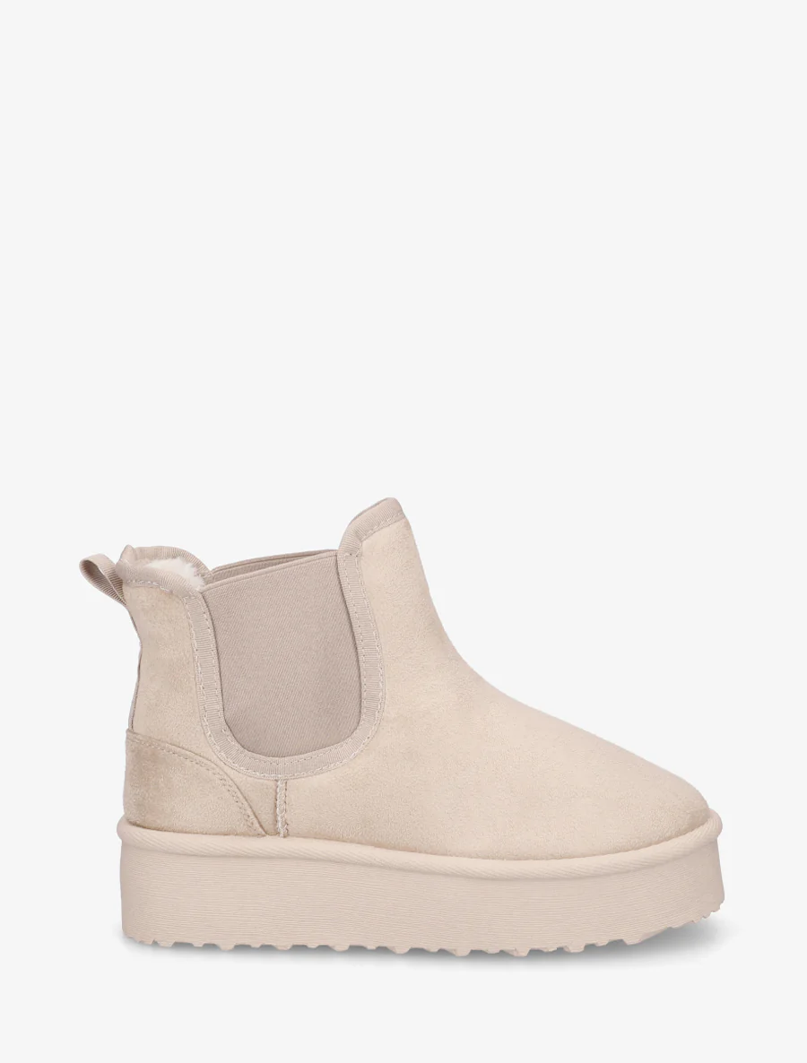 Elastische enkellaarsjes van suède - Beige