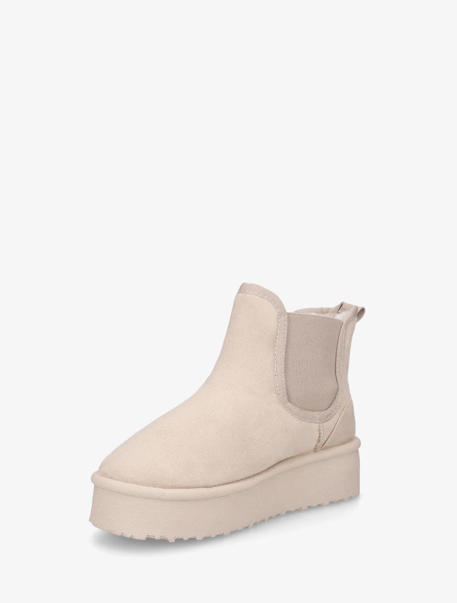 Elastische enkellaarsjes van suède - Beige - Image 3