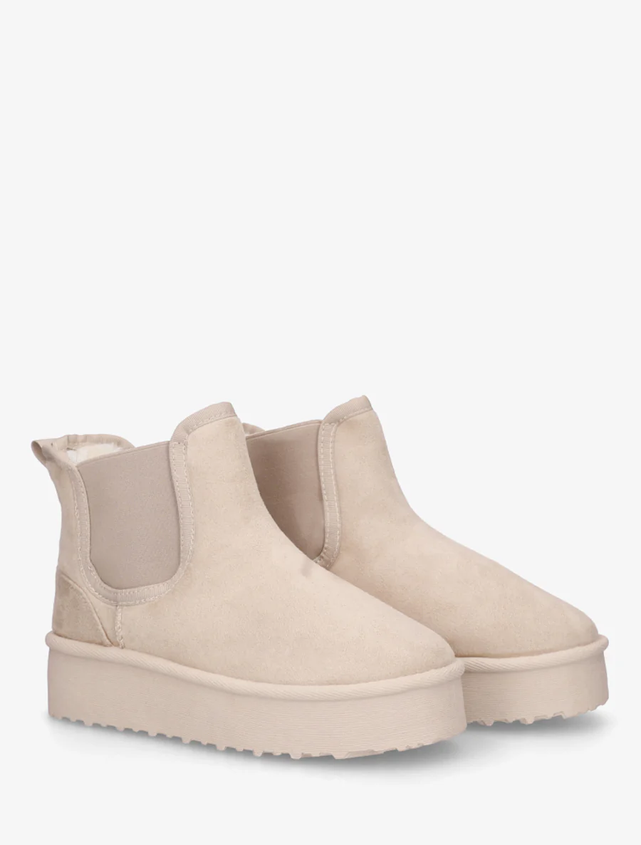 Elastische enkellaarsjes van suède - Beige - Image 4