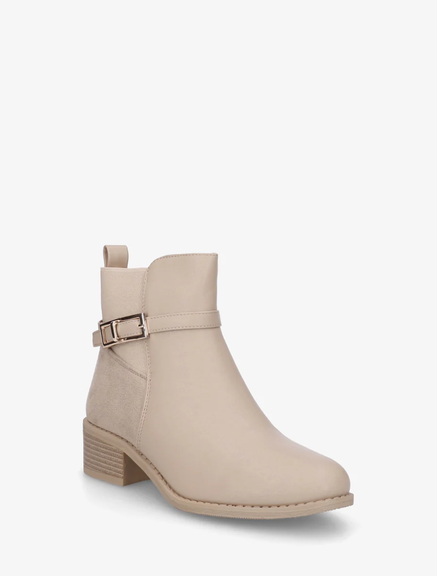 Elastische enkellaarsjes van twee materialen - Beige - Image 2