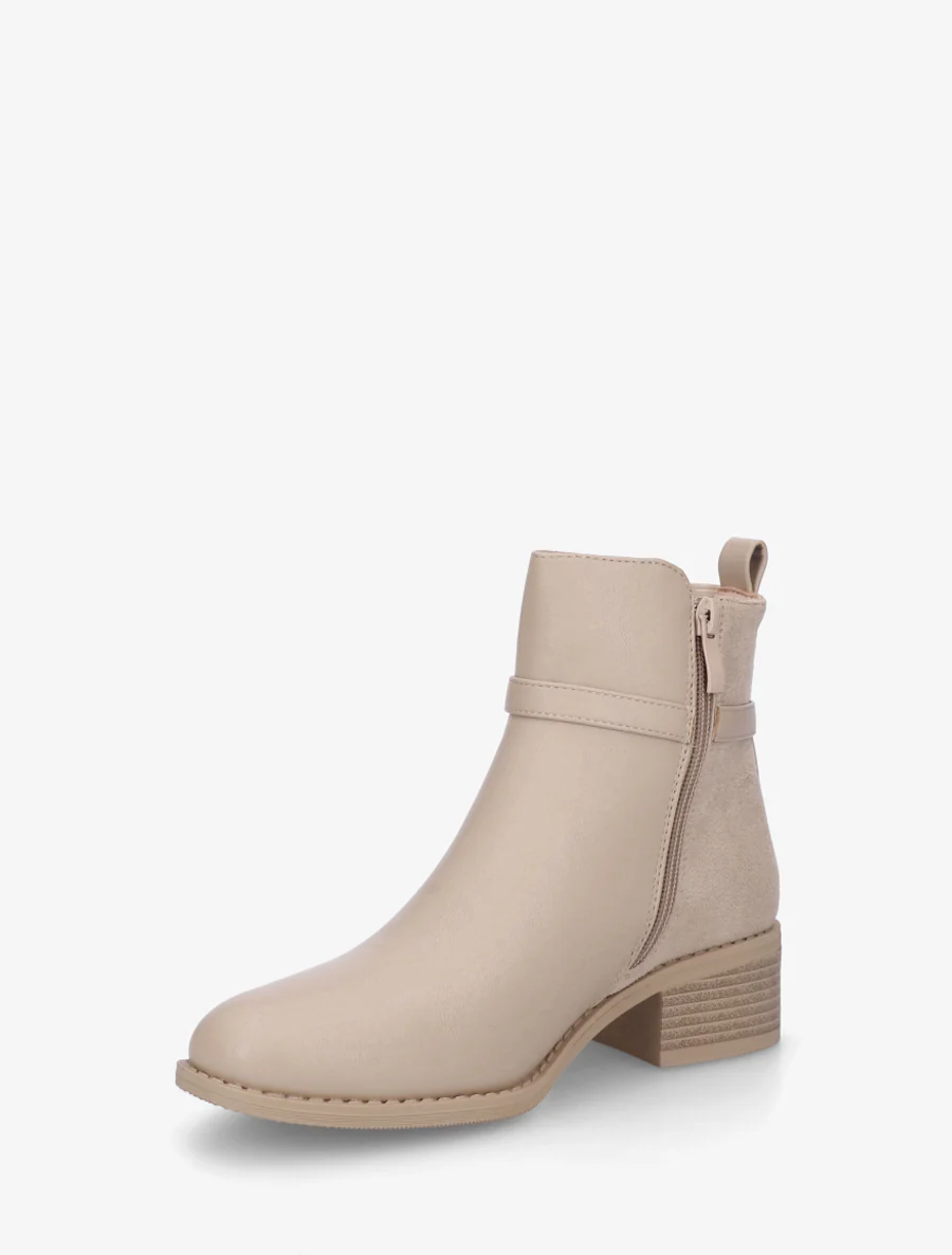 Elastische enkellaarsjes van twee materialen - Beige - Image 3