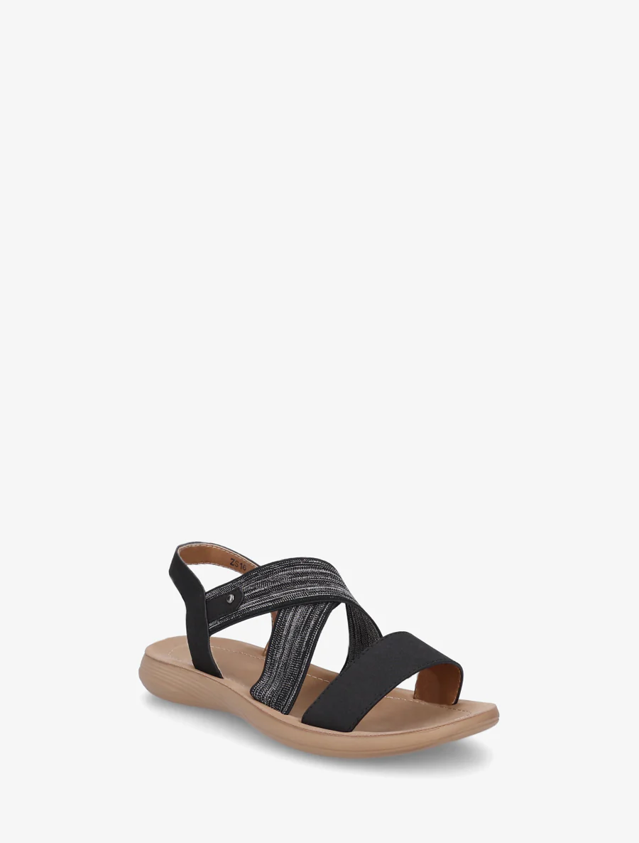 Elastische gekruiste sandalen - Zwart - Image 2