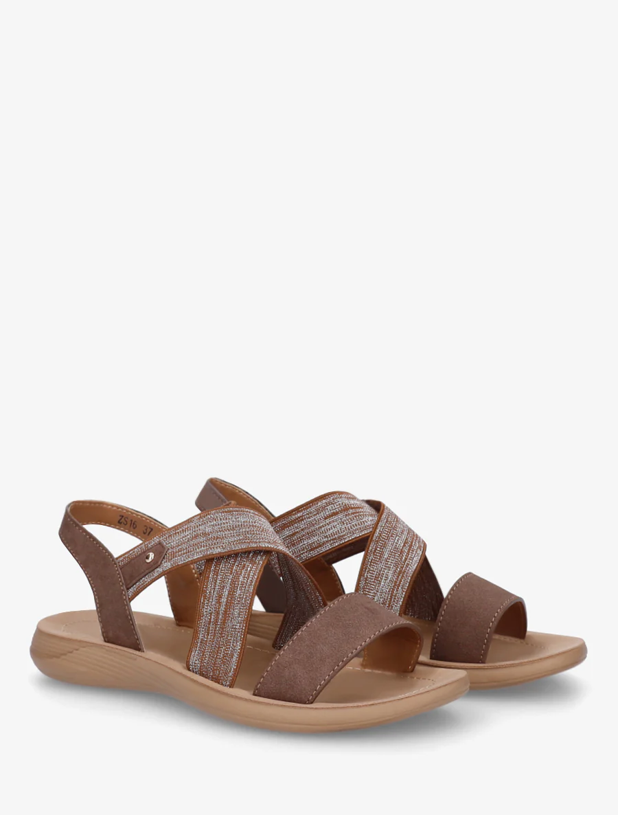 Elastische gekruiste sandalen - Bruin - Image 4