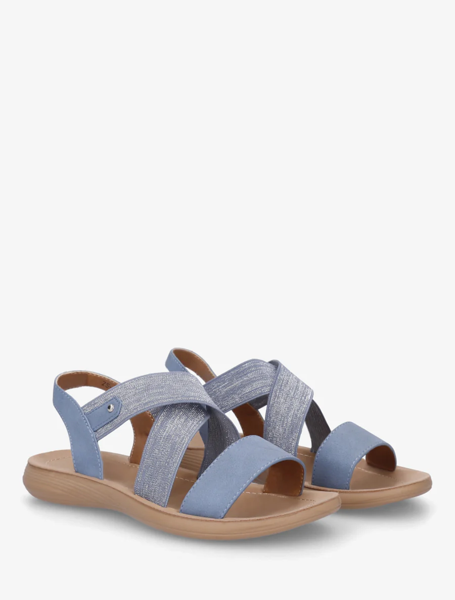 Elastische gekruiste sandalen - Blauw - Image 4