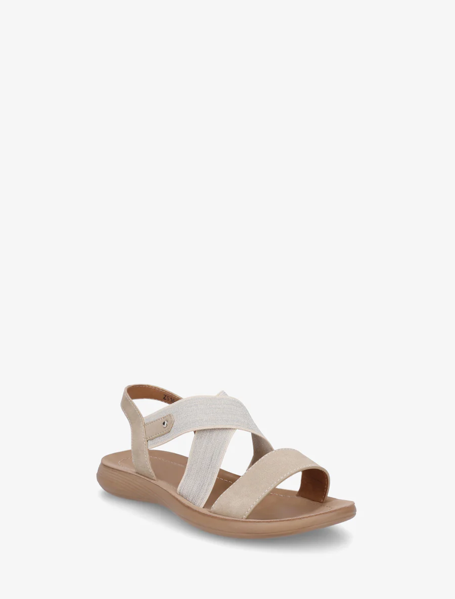 Elastische gekruiste sandalen - Beige - Image 2