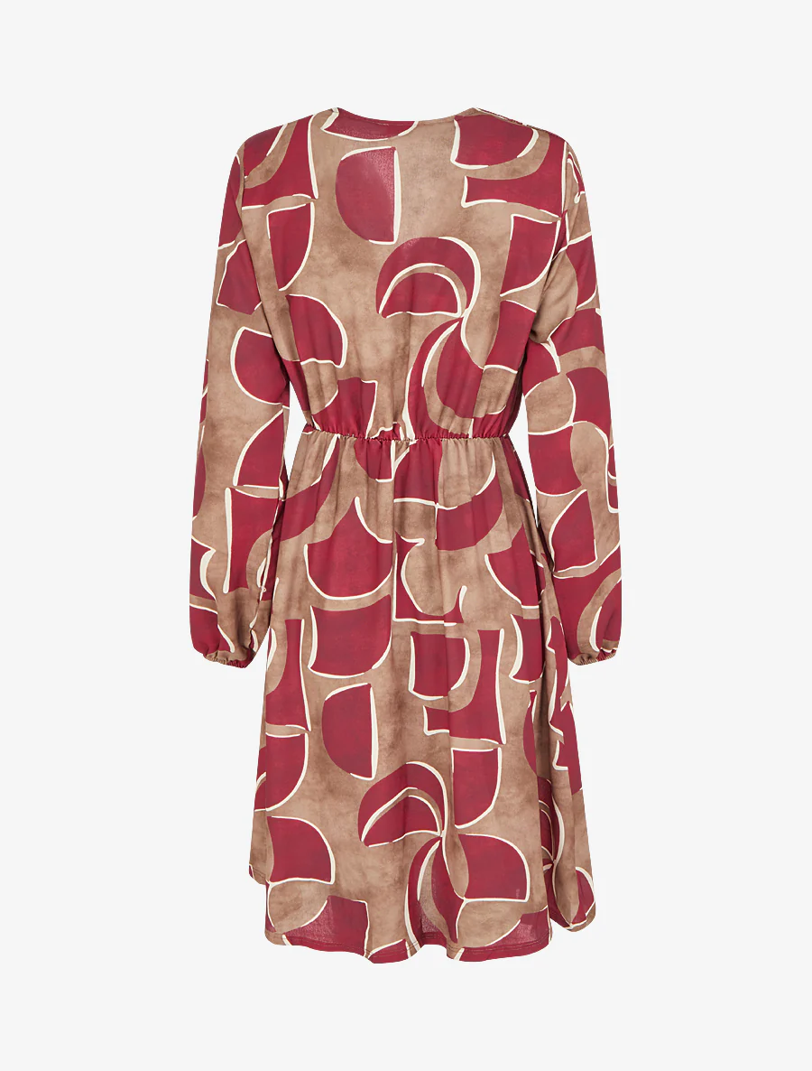 Elastische jurk met abstracte print - Bordeaux - Image 2