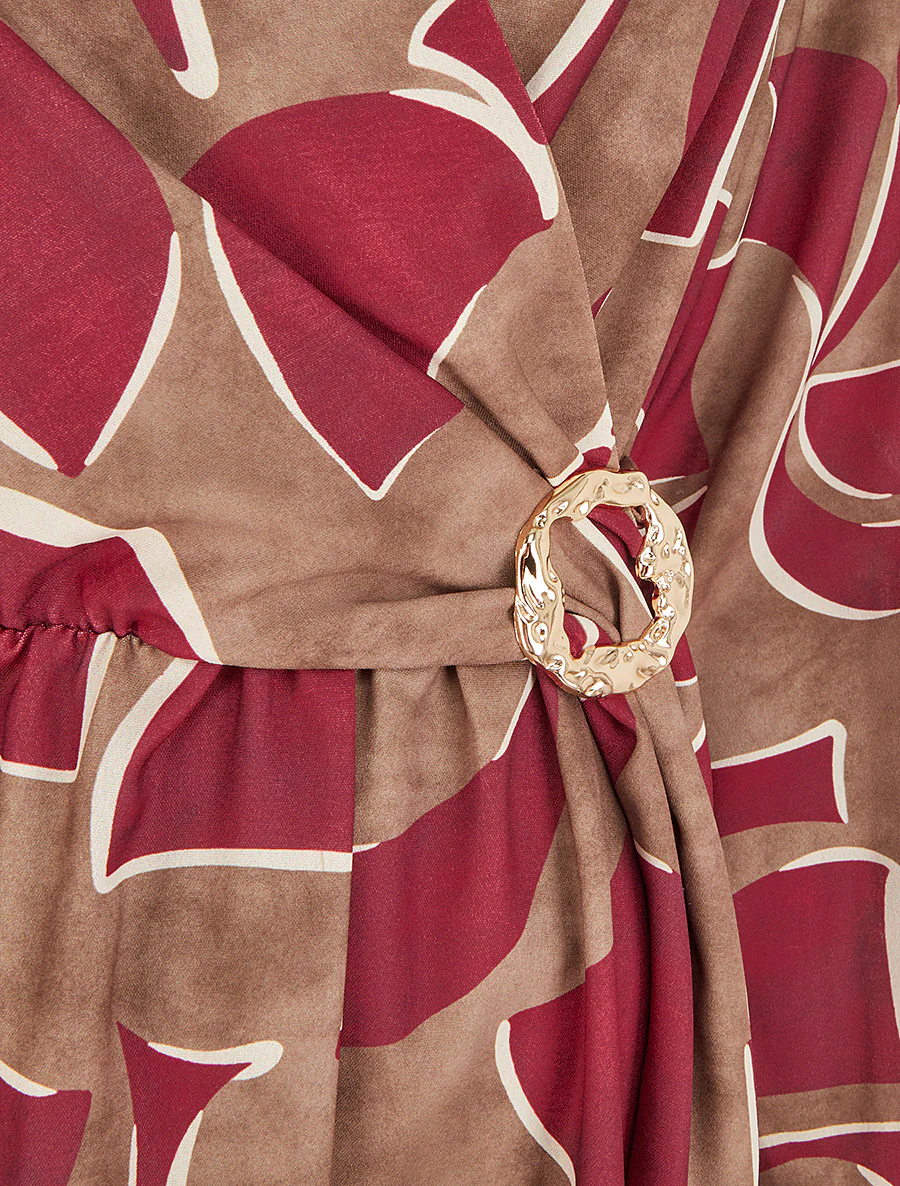 Elastische jurk met abstracte print - Bordeaux - Image 3