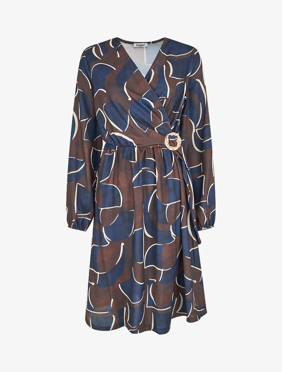 Elastische jurk met abstracte print - Marine