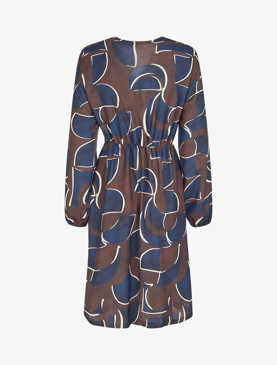 Elastische jurk met abstracte print - Marine - Image 2