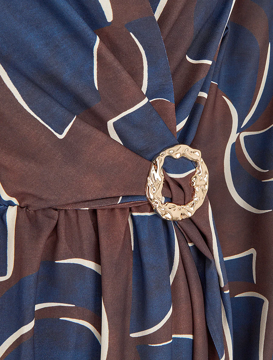 Elastische jurk met abstracte print - Marine - Image 3