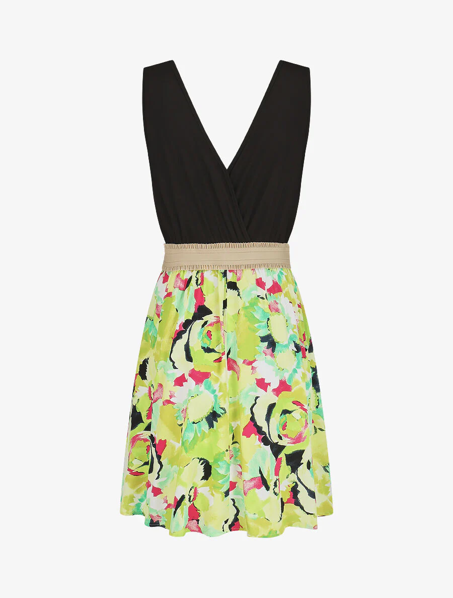 Elastische jurk met rok met abstracte print - groen - Image 2