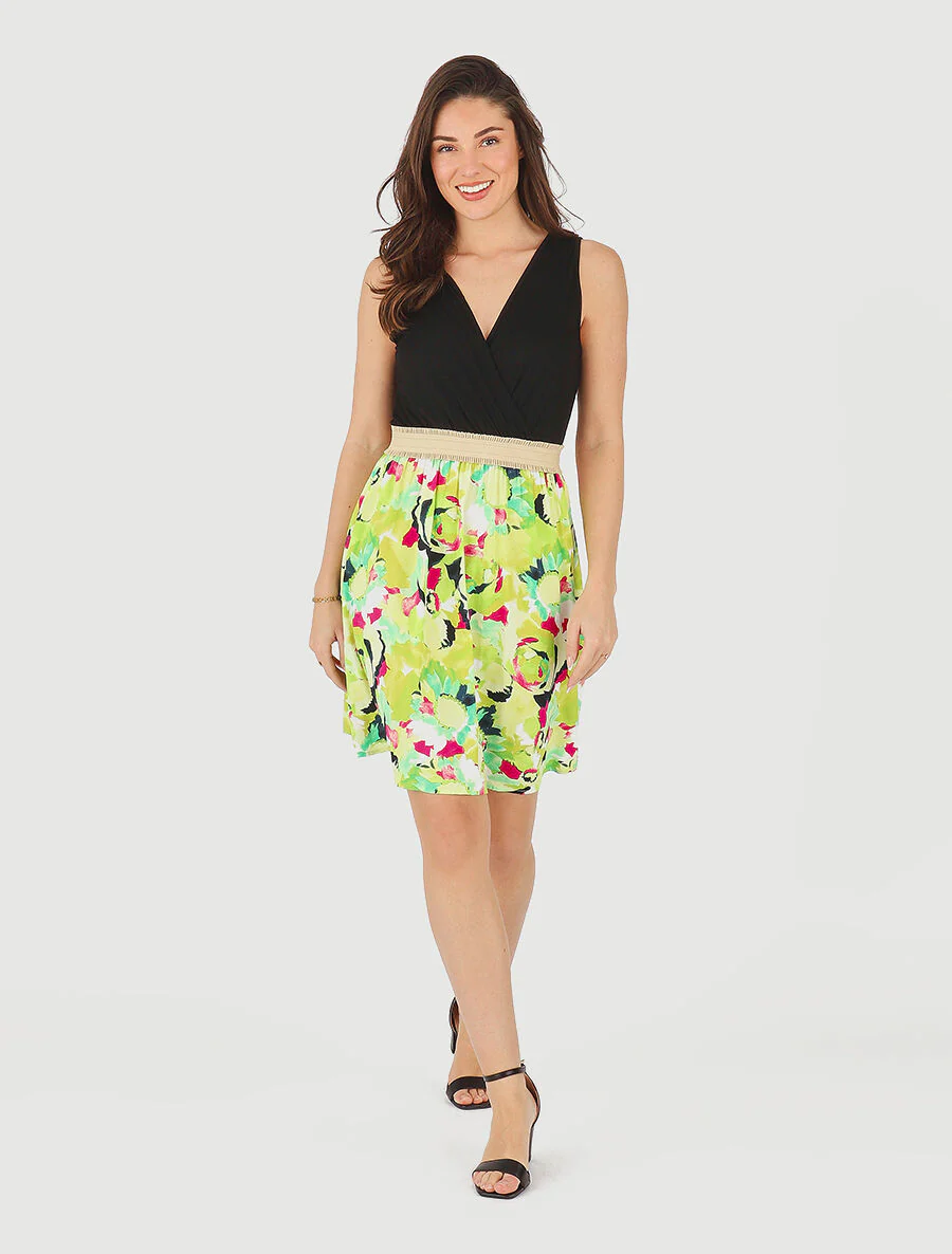 Elastische jurk met rok met abstracte print - groen - Image 4