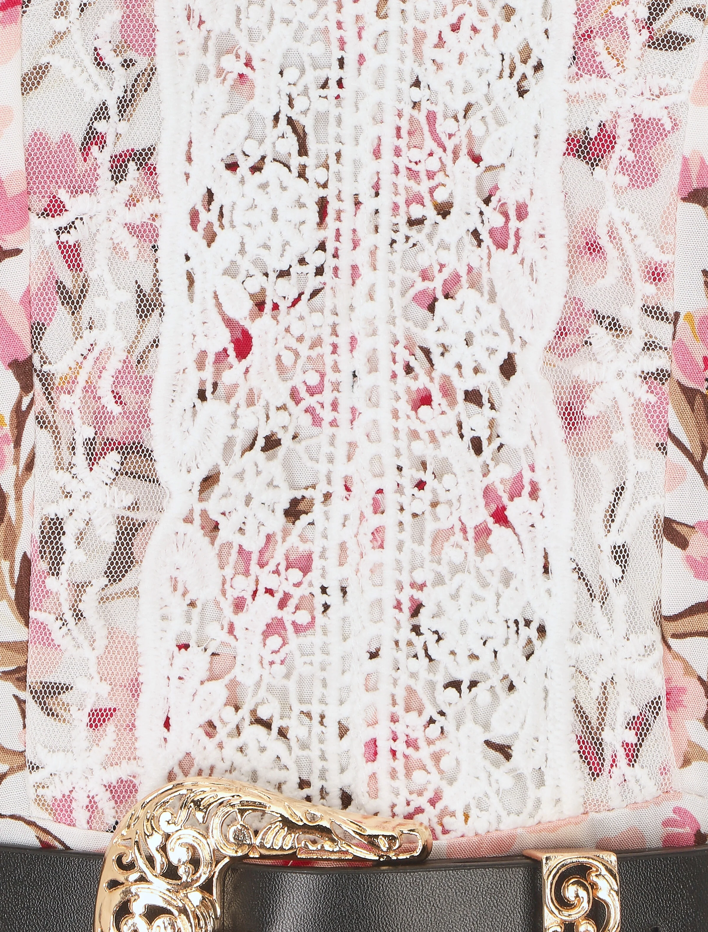 Elastische lange jurk met bloemenprint en borduursels - Wit - Image 3