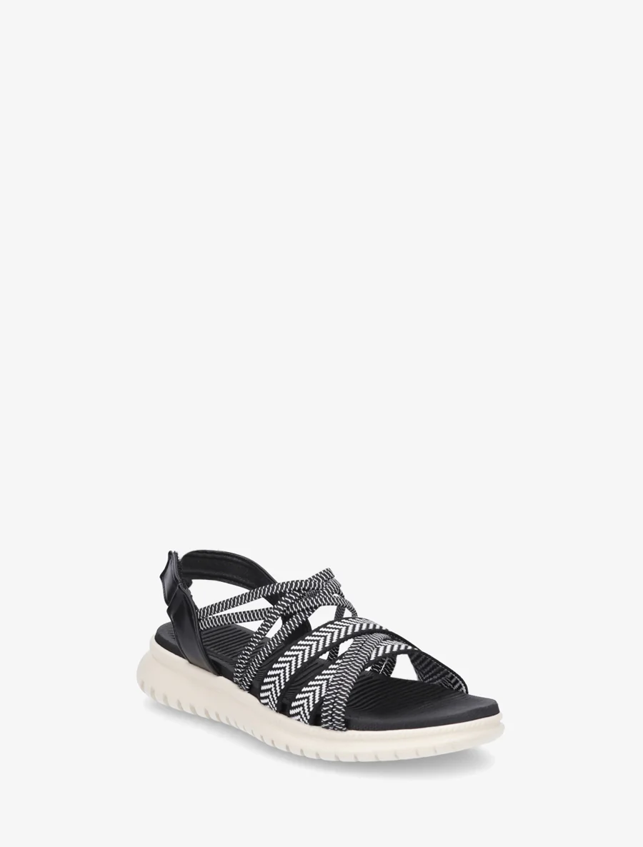 Elastische platte sandalen met klittenband. - Zwart - Image 2