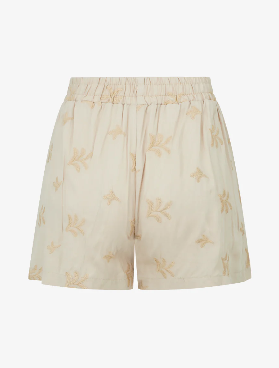 Elastische rechte korte broek met fantasieborduursels - Beige - Image 2