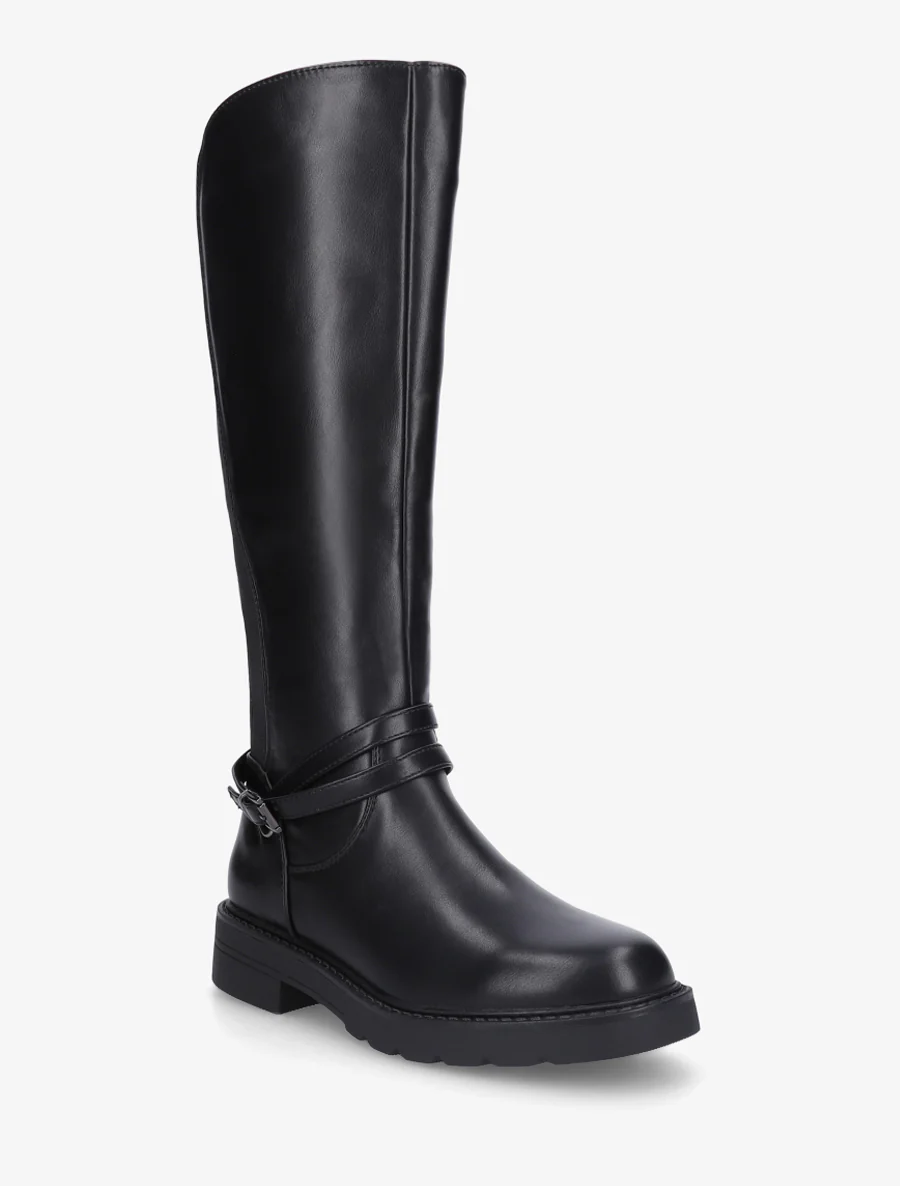 Elastische rijlaarzen met riem - Zwart - Image 2