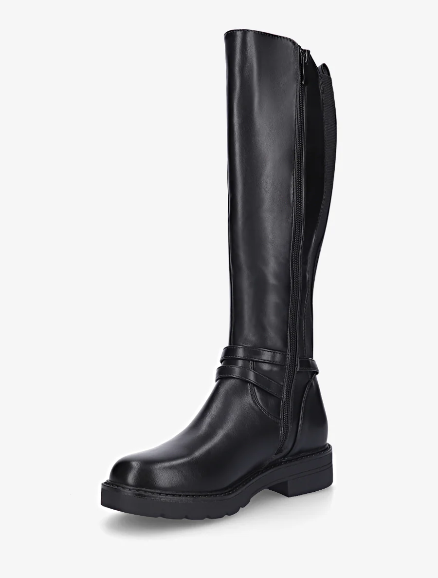 Elastische rijlaarzen met riem - Zwart - Image 3