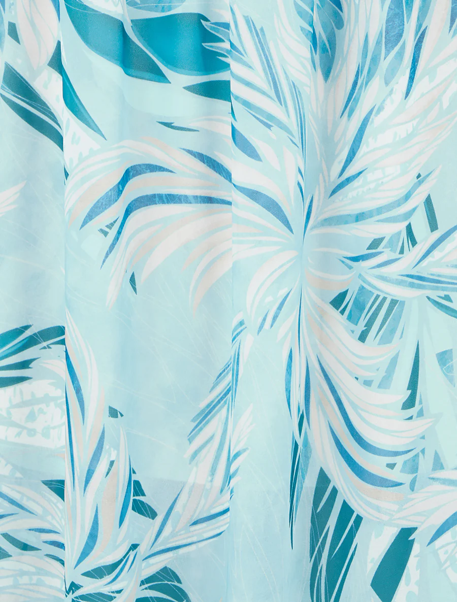 Elastische rok met bladdessin - Turkoois - Image 3