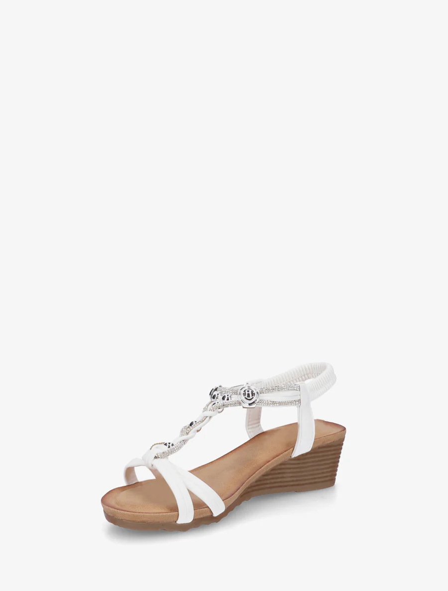 Elastische sandalen met juwelen en strass. - Wit - Image 3