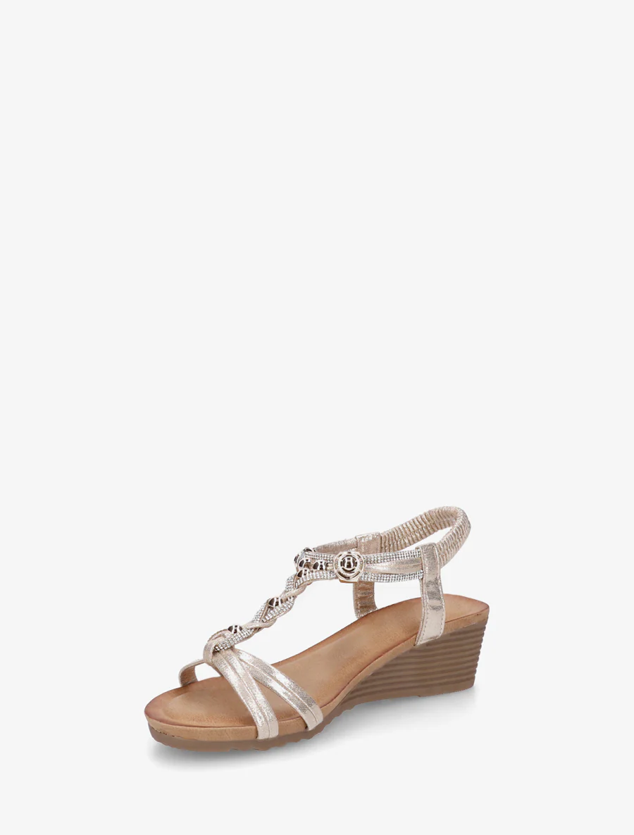 Elastische sandalen met juwelen en strass. - Goud - Image 3