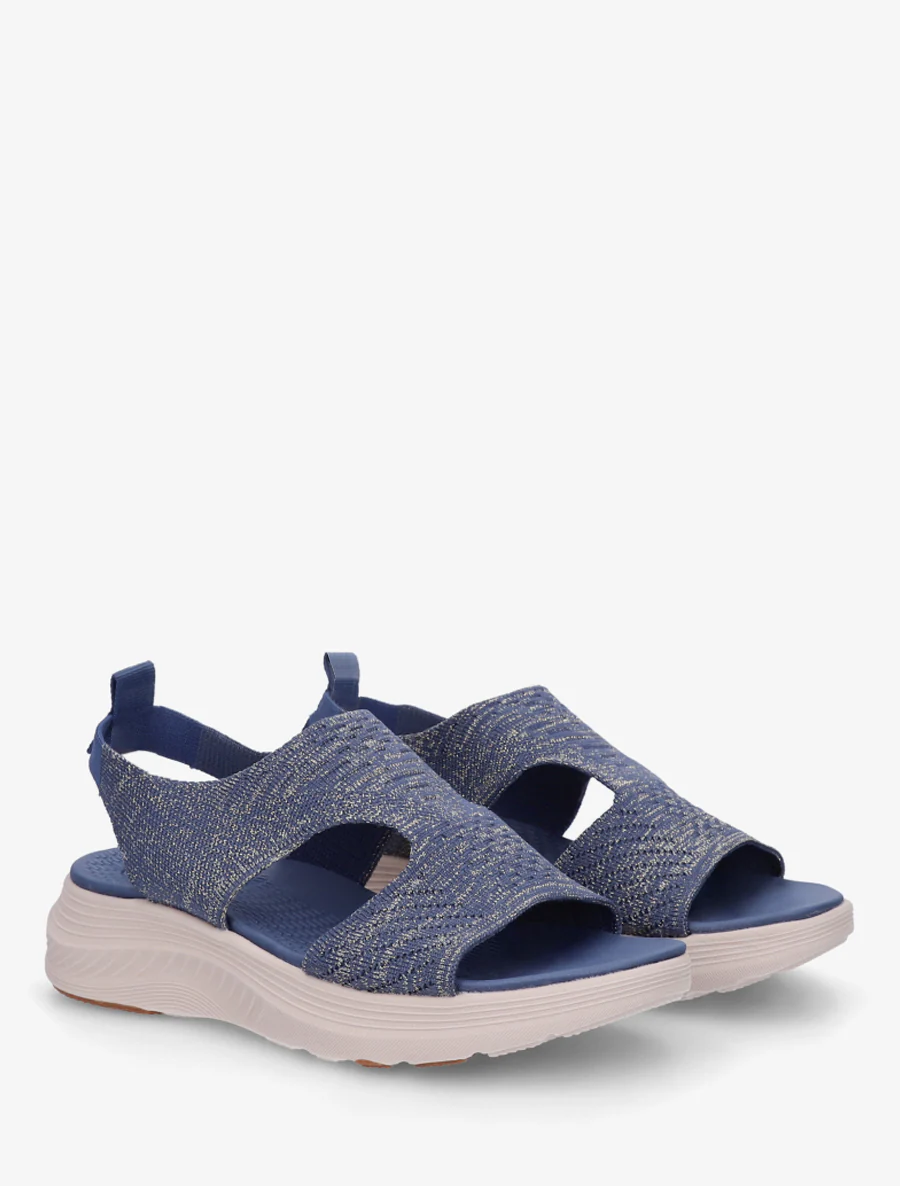 Elastische sandalen van iriserende stof - Donkerblauw - Image 4