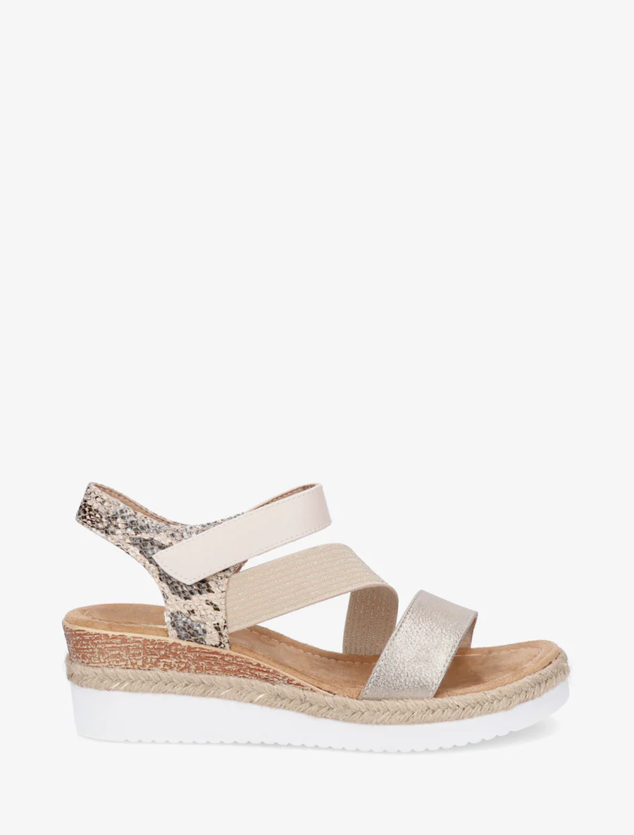 Elastische sleehaksandalen met klittenband - Beige
