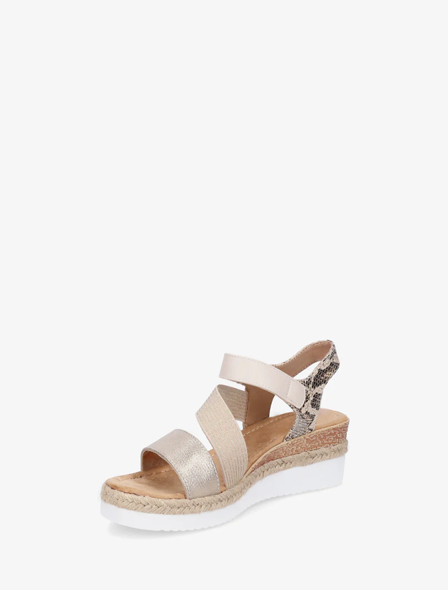 Elastische sleehaksandalen met klittenband - Beige - Image 3