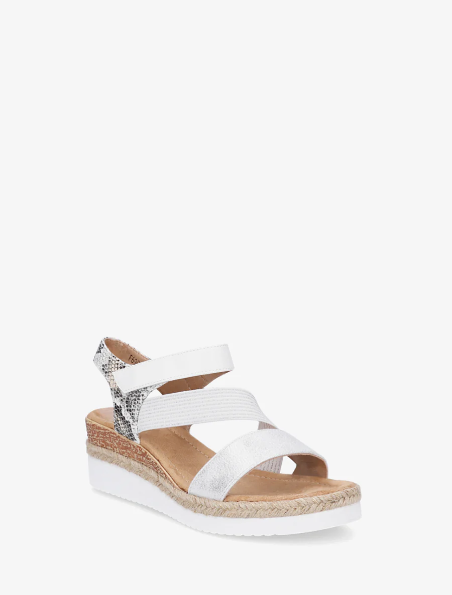Elastische sleehaksandalen met klittenband - Wit - Image 2