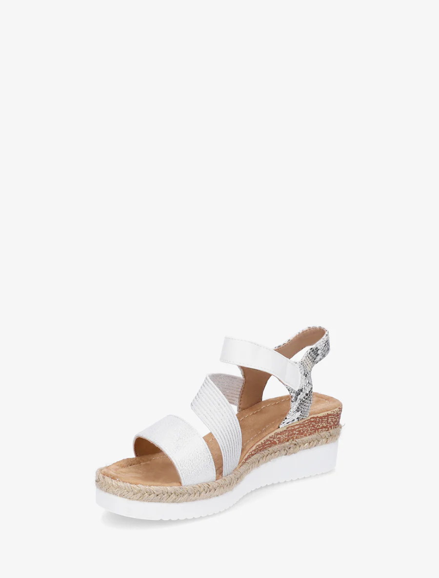Elastische sleehaksandalen met klittenband - Wit - Image 3