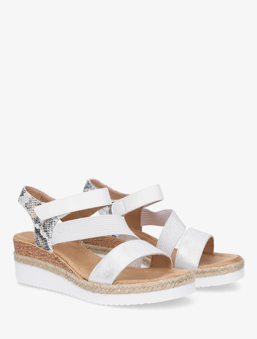 Elastische sleehaksandalen met klittenband - Wit - Image 4