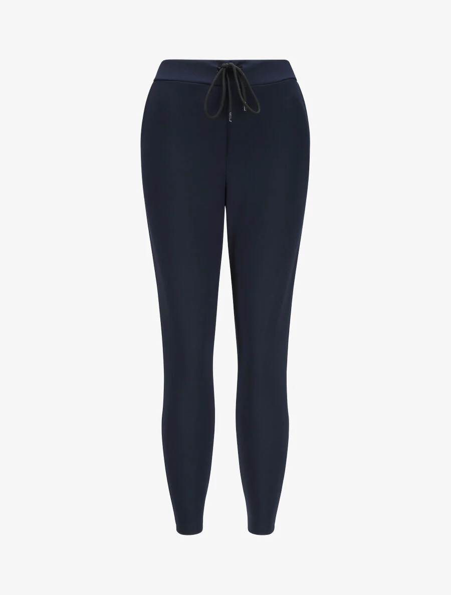Elastische taillebroek met strikkoorden - Donkerblauw
