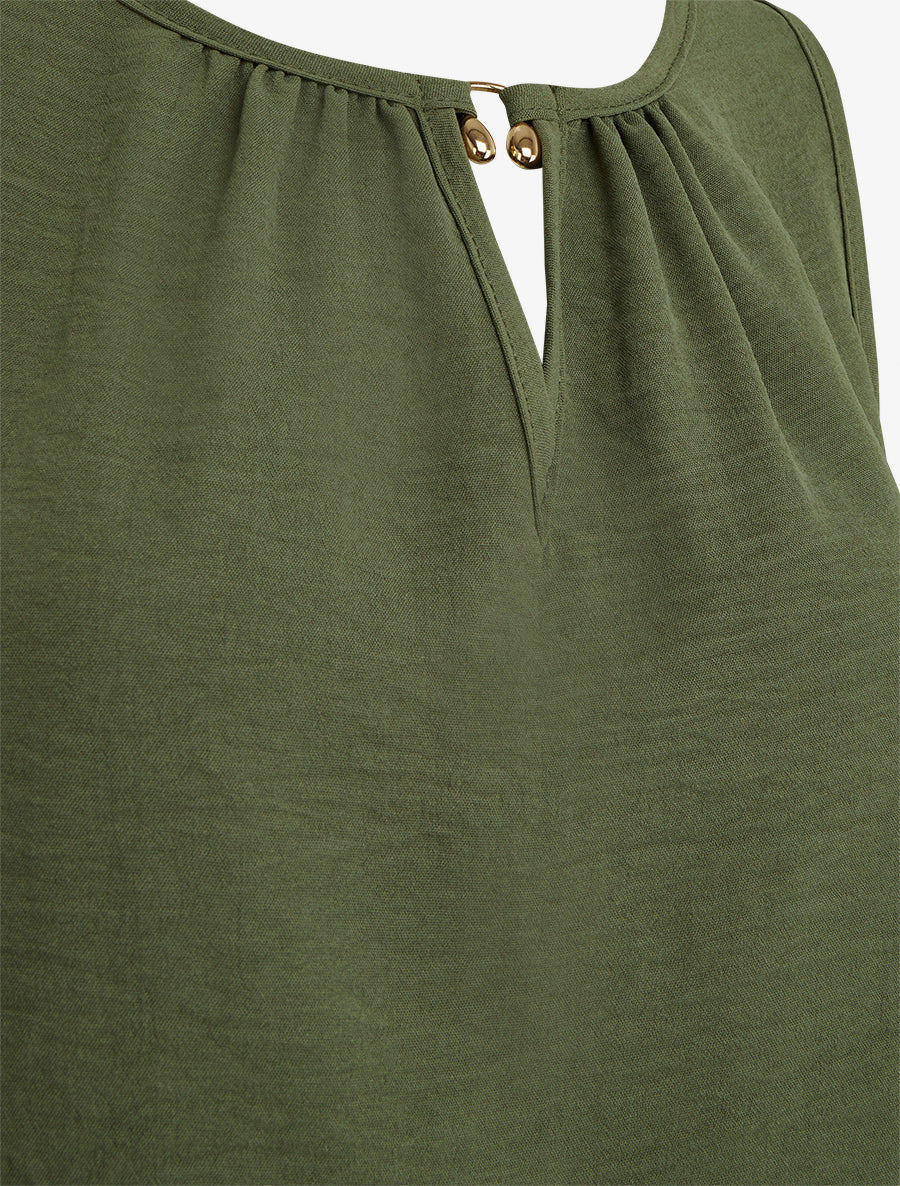 Elastische top met sierstuk. - Kaki - Image 3